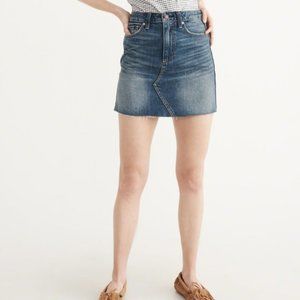 Abercrombie High Rise Denim Fray Hem Mini Skirt